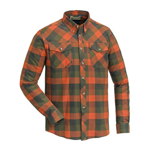 Pinewood Košile dřevorubecká Lumbo flannel kostkovaná - ORANŽOVO / ZELENÁ Velikost: XL