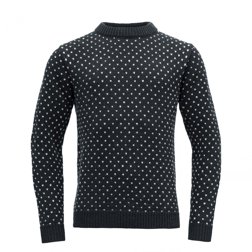 Devold Vlněný svetr Sorisen Wool Sweater - Ink / Offwhite Velikost: M